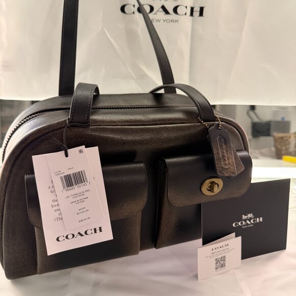 Coach Twin Turnlock Bag In Loved Leather Designer Crossbody - Picture 1 of 15